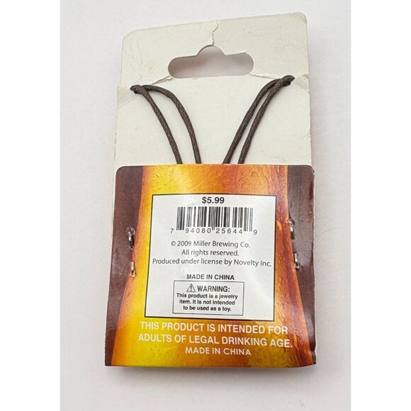 Miller Lite Beer Bottle Cap Necklace Novelty Wooden Beads Adjustable Cord - Picture 4 of 7